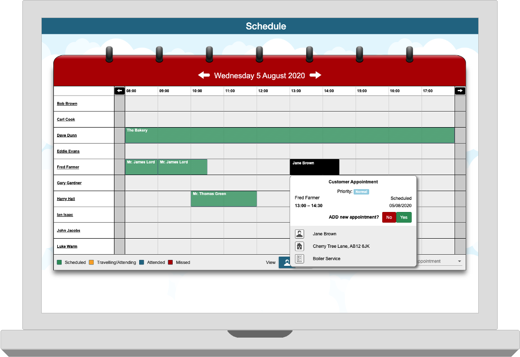 Desktop screenshot showing calendar and appointment creator wizard